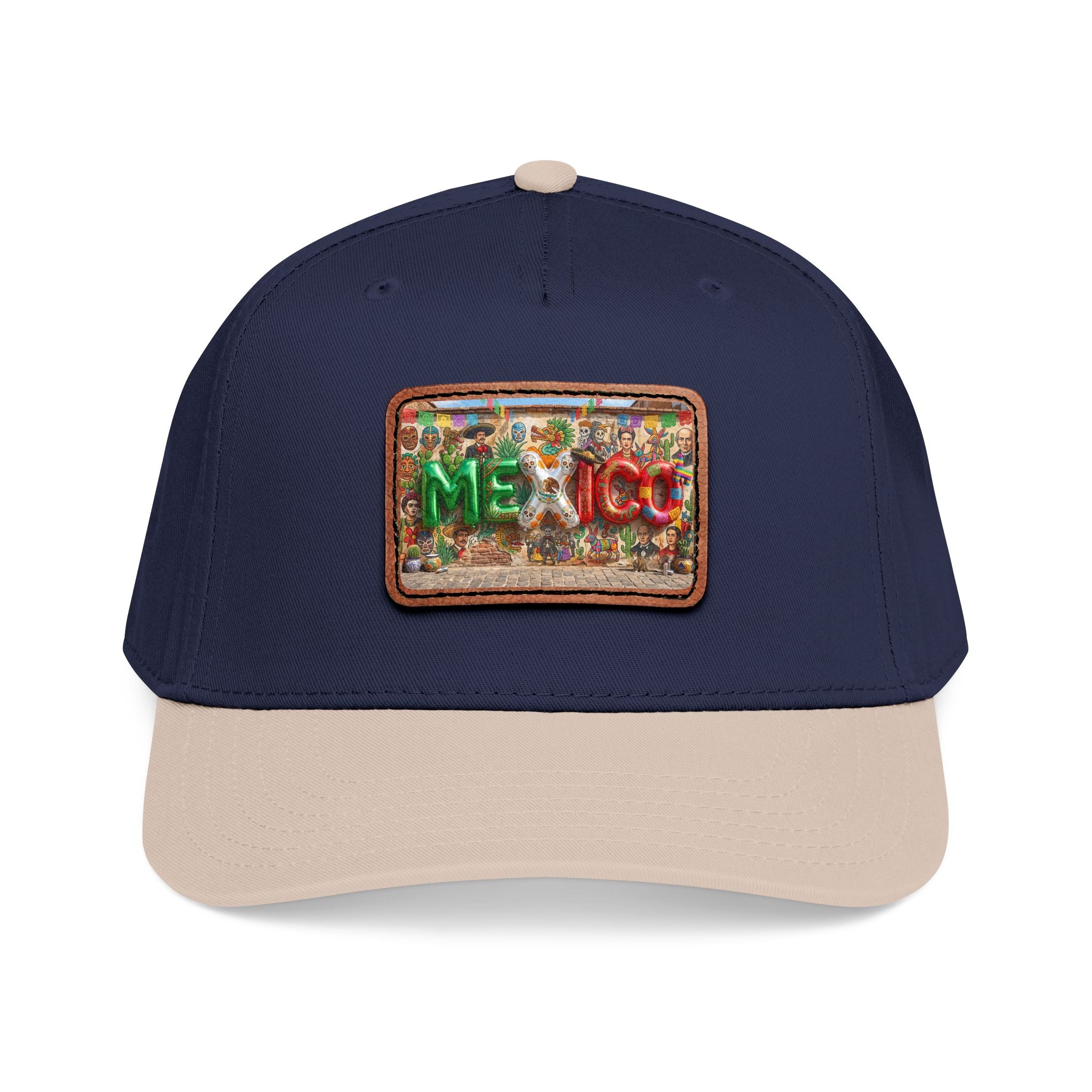Mid Profile Baseball Cap with Leather Patch (Rectangle)