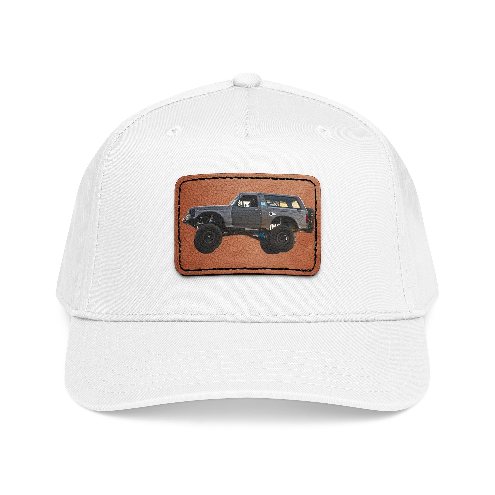 Mid Profile Baseball Cap with Leather Patch (Rectangle)