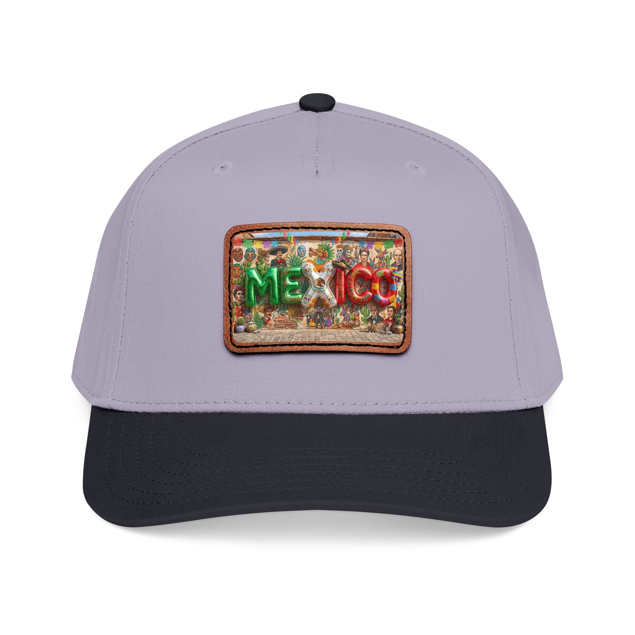 Mid Profile Baseball Cap with Leather Patch (Rectangle)