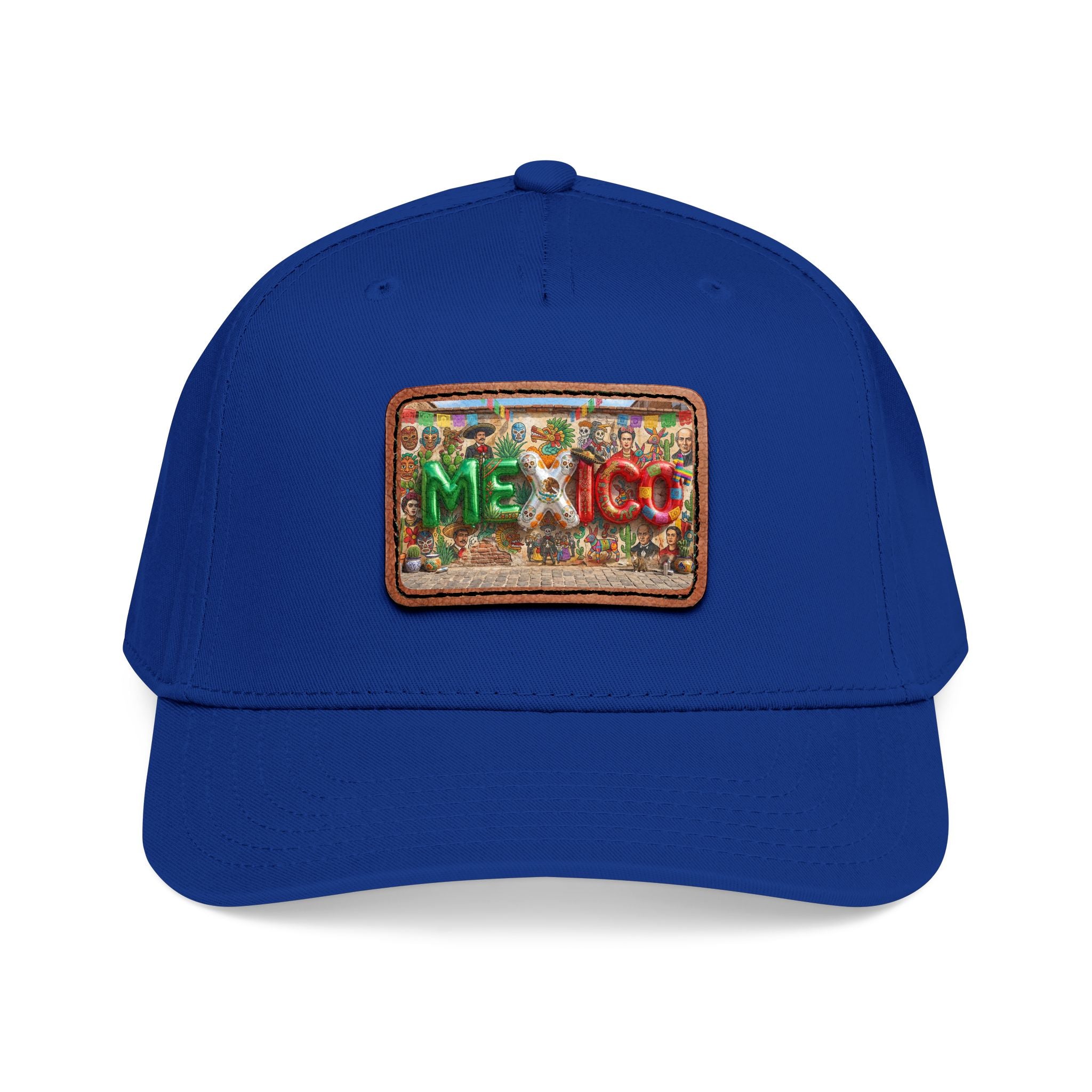Mid Profile Baseball Cap with Leather Patch (Rectangle)