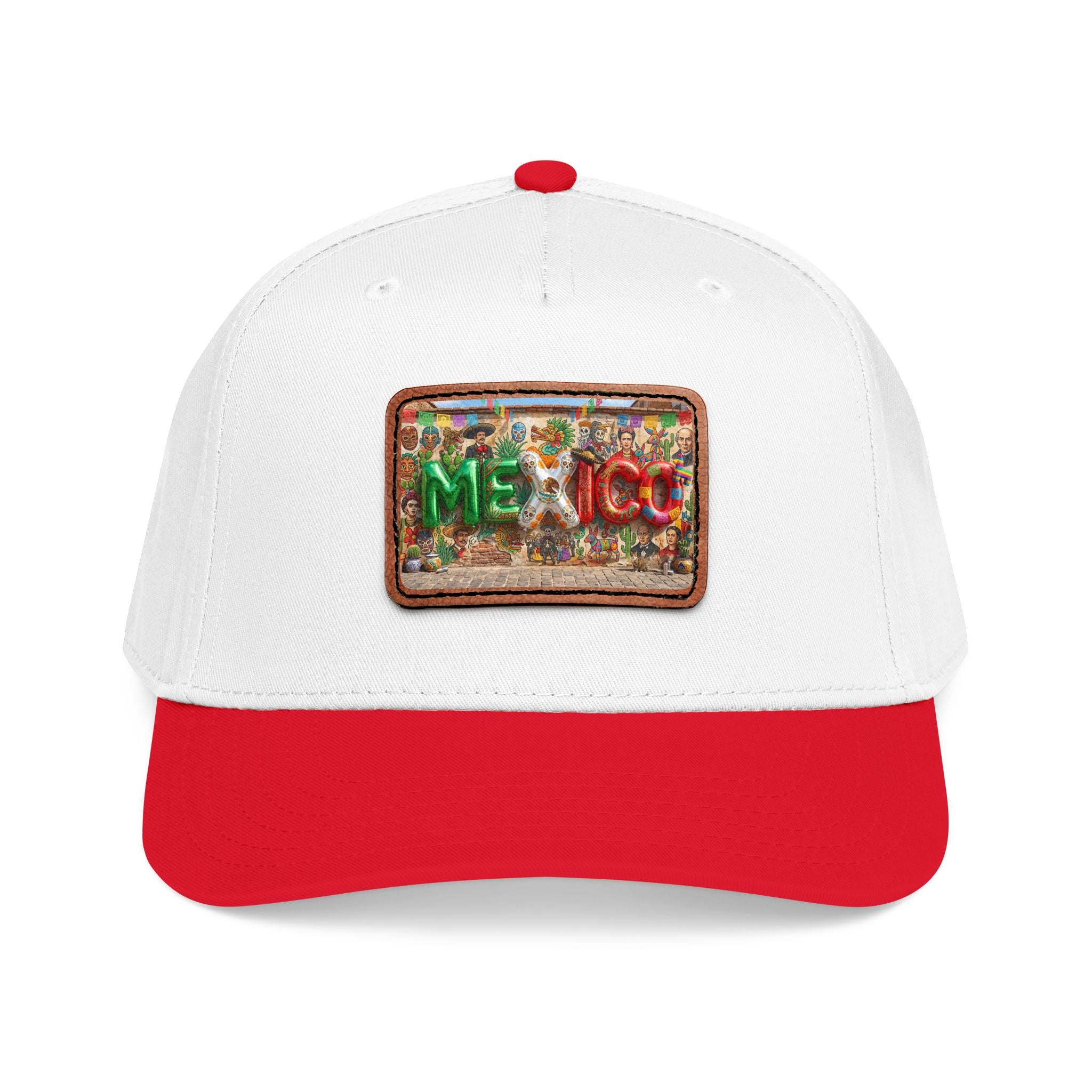 Mid Profile Baseball Cap with Leather Patch (Rectangle)