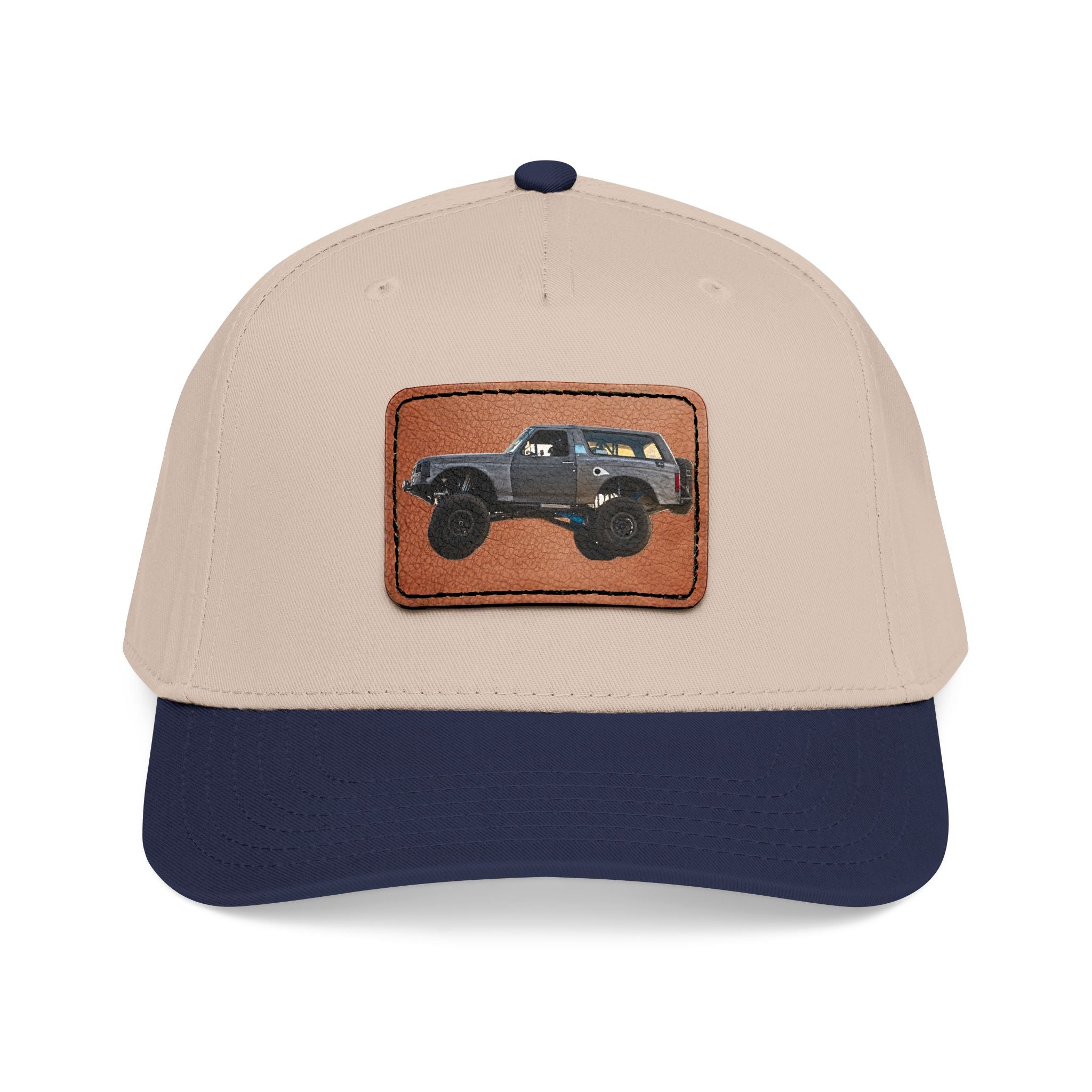 Mid Profile Baseball Cap with Leather Patch (Rectangle)