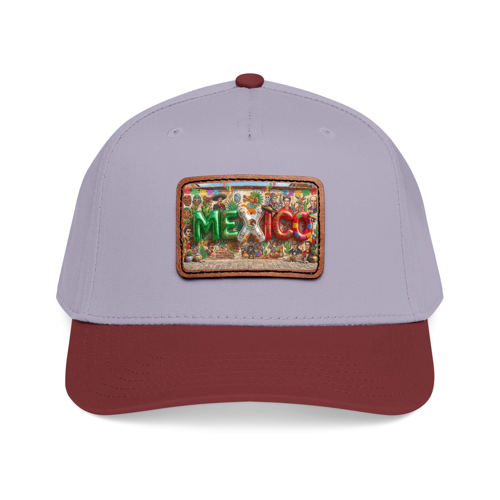Mid Profile Baseball Cap with Leather Patch (Rectangle)