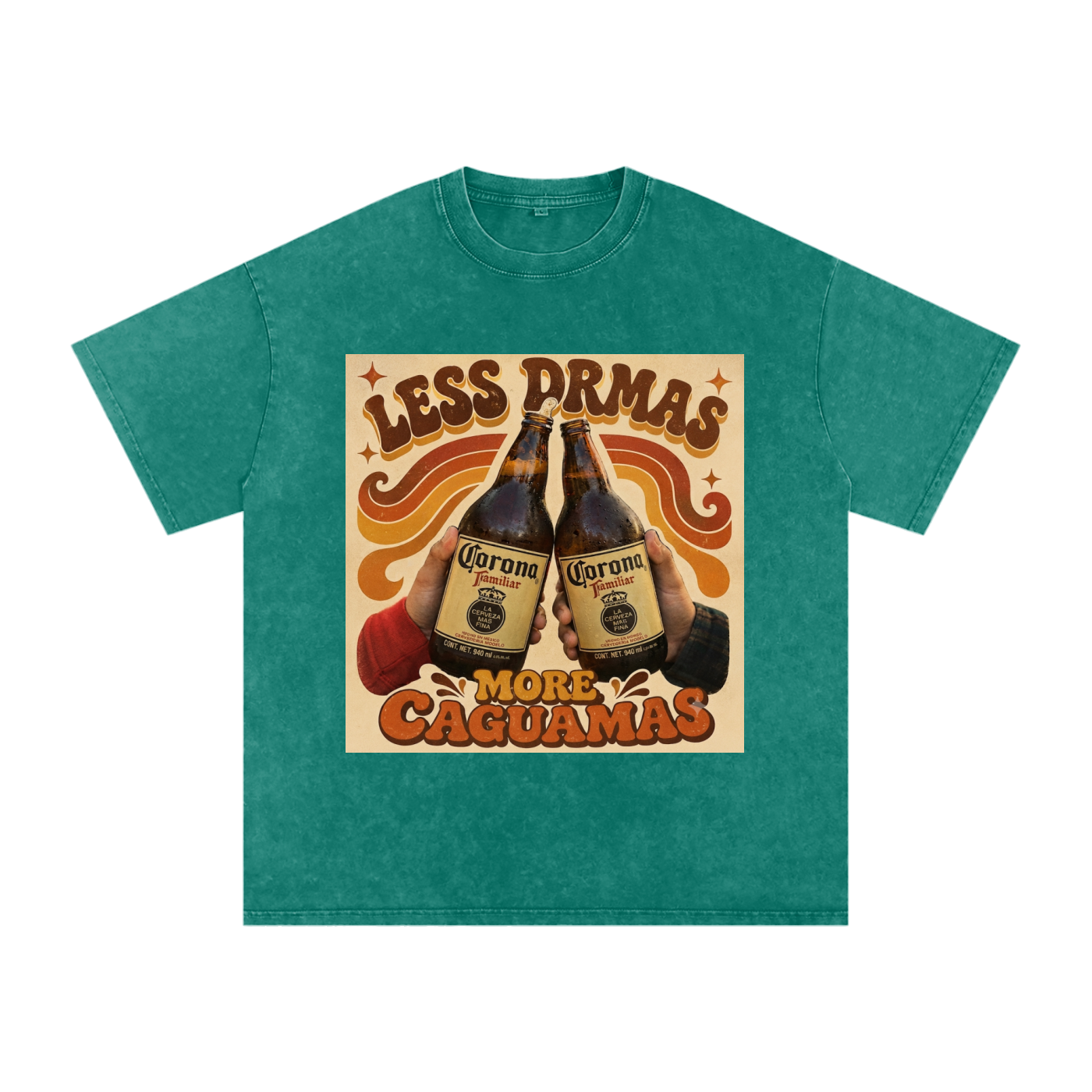 Snow Washed Oversized Cotton T-Shirt Caguamas