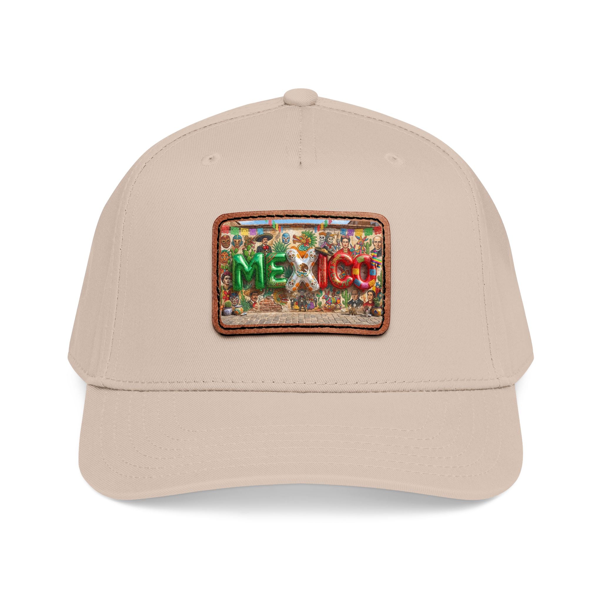 Mid Profile Baseball Cap with Leather Patch (Rectangle)
