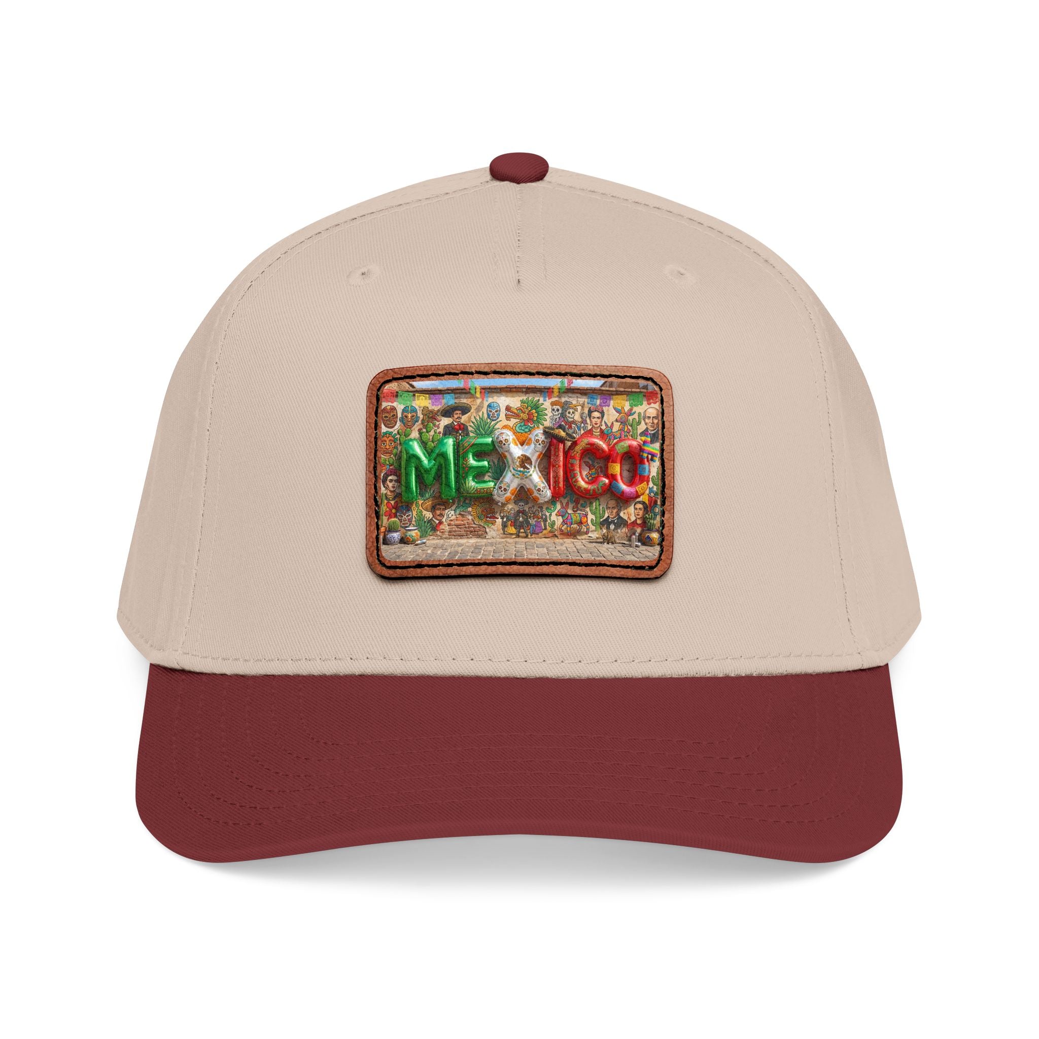 Mid Profile Baseball Cap with Leather Patch (Rectangle)