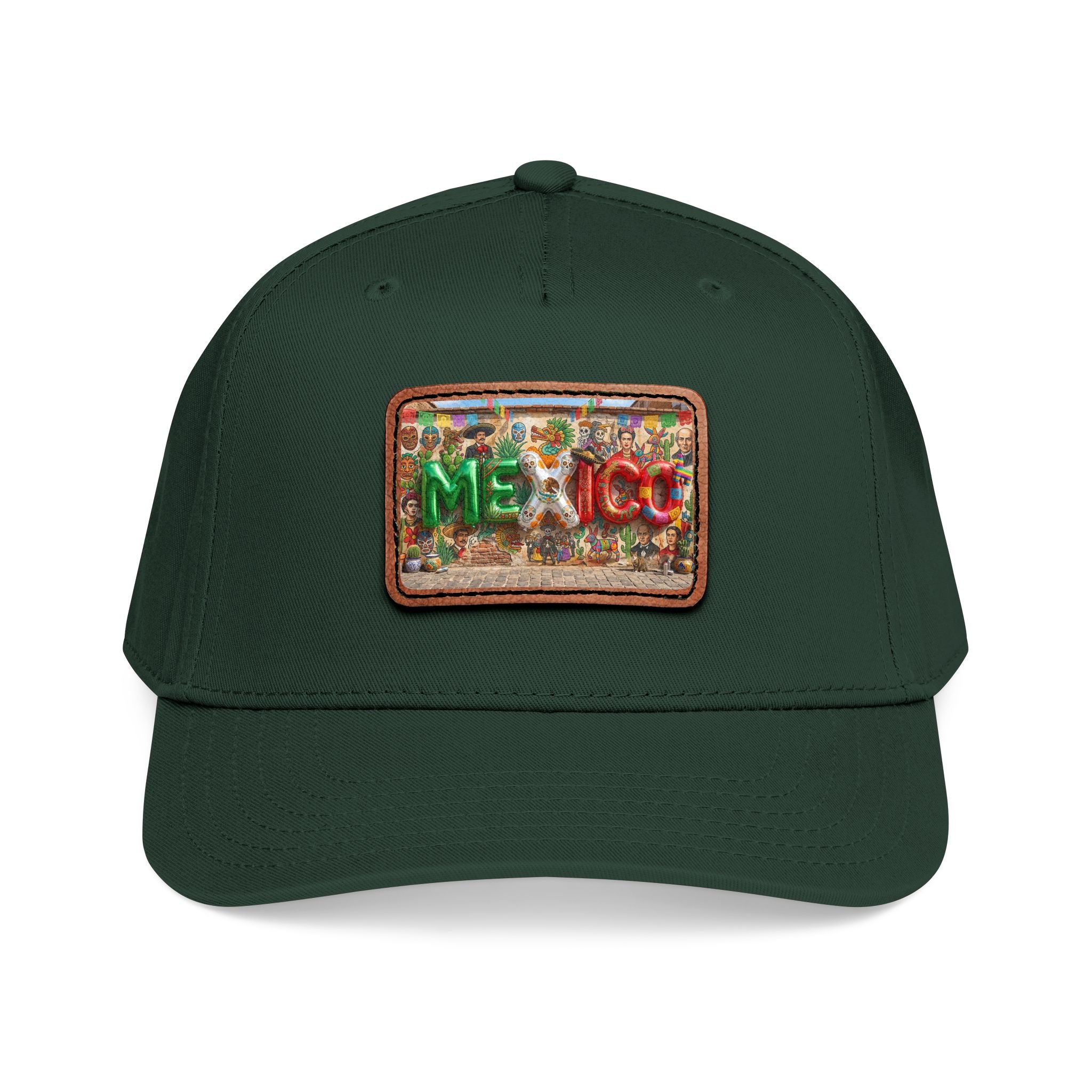 Mid Profile Baseball Cap with Leather Patch (Rectangle)