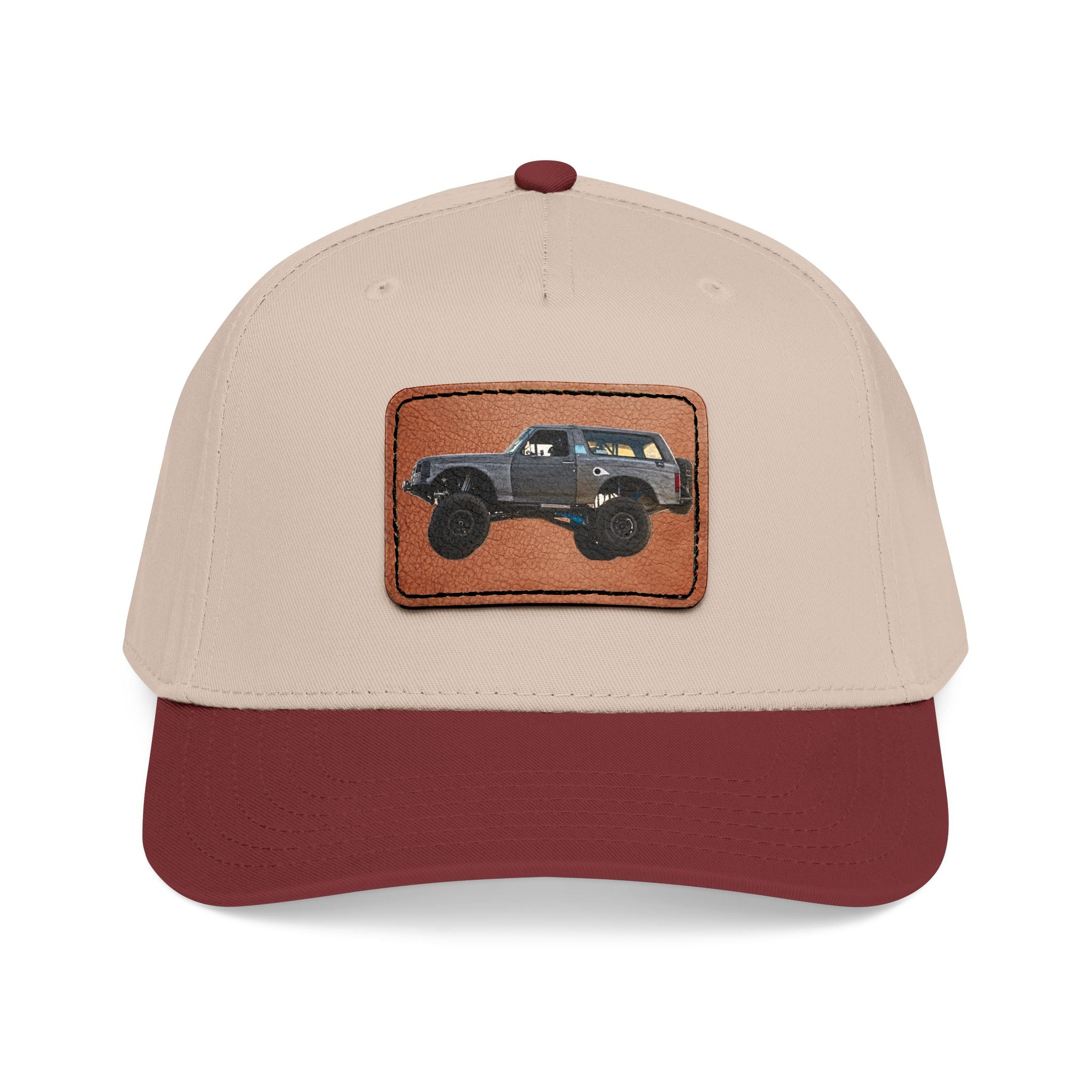 Mid Profile Baseball Cap with Leather Patch (Rectangle)