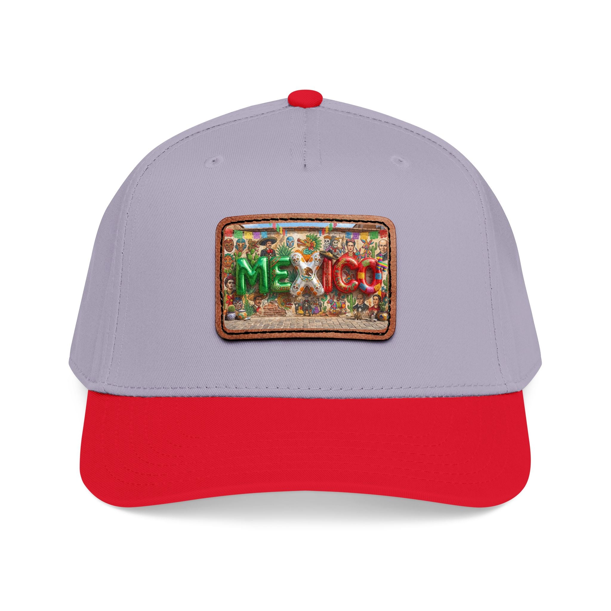Mid Profile Baseball Cap with Leather Patch (Rectangle)
