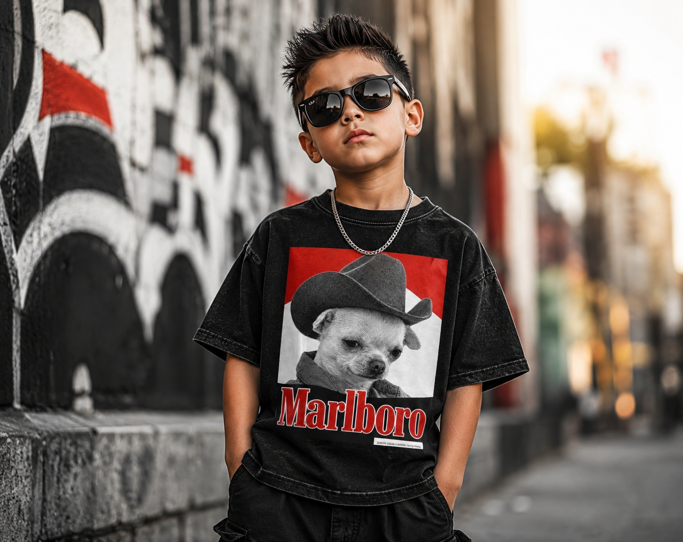 Snow Washed Oversized Cotton T-Shirt Marlboro
