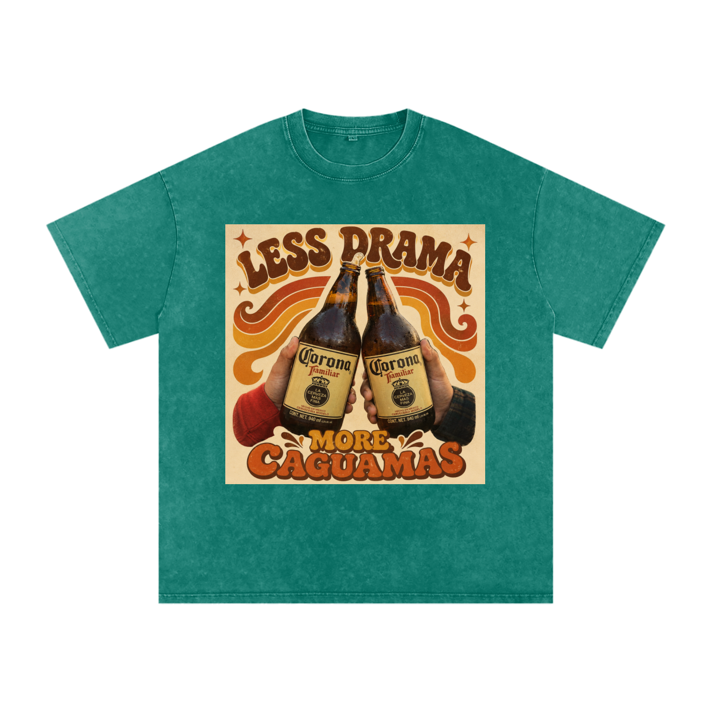 Snow Washed Oversized Cotton T-Shirt Caguamas