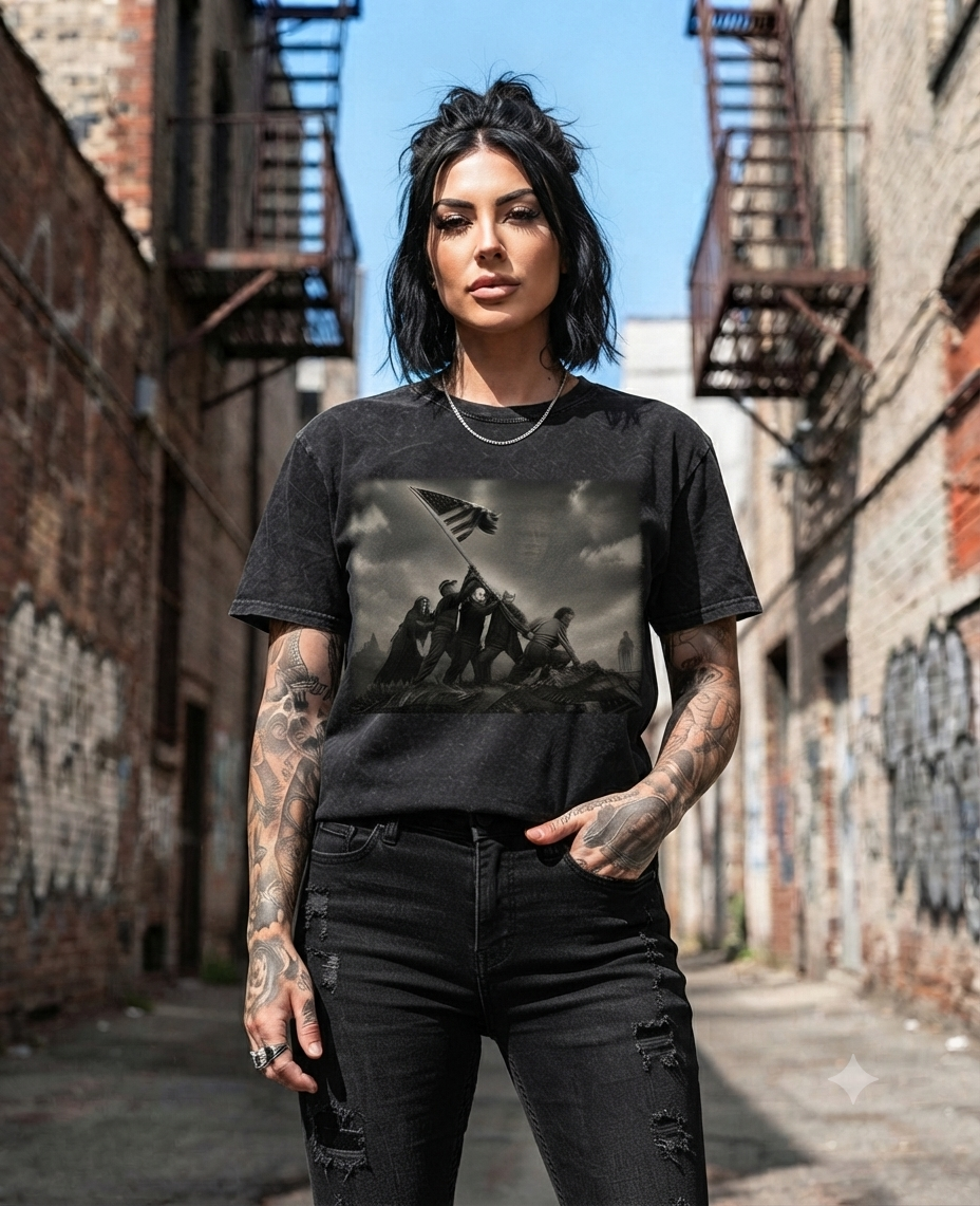 Snow Washed Oversized Cotton T-Shirt Nightmare