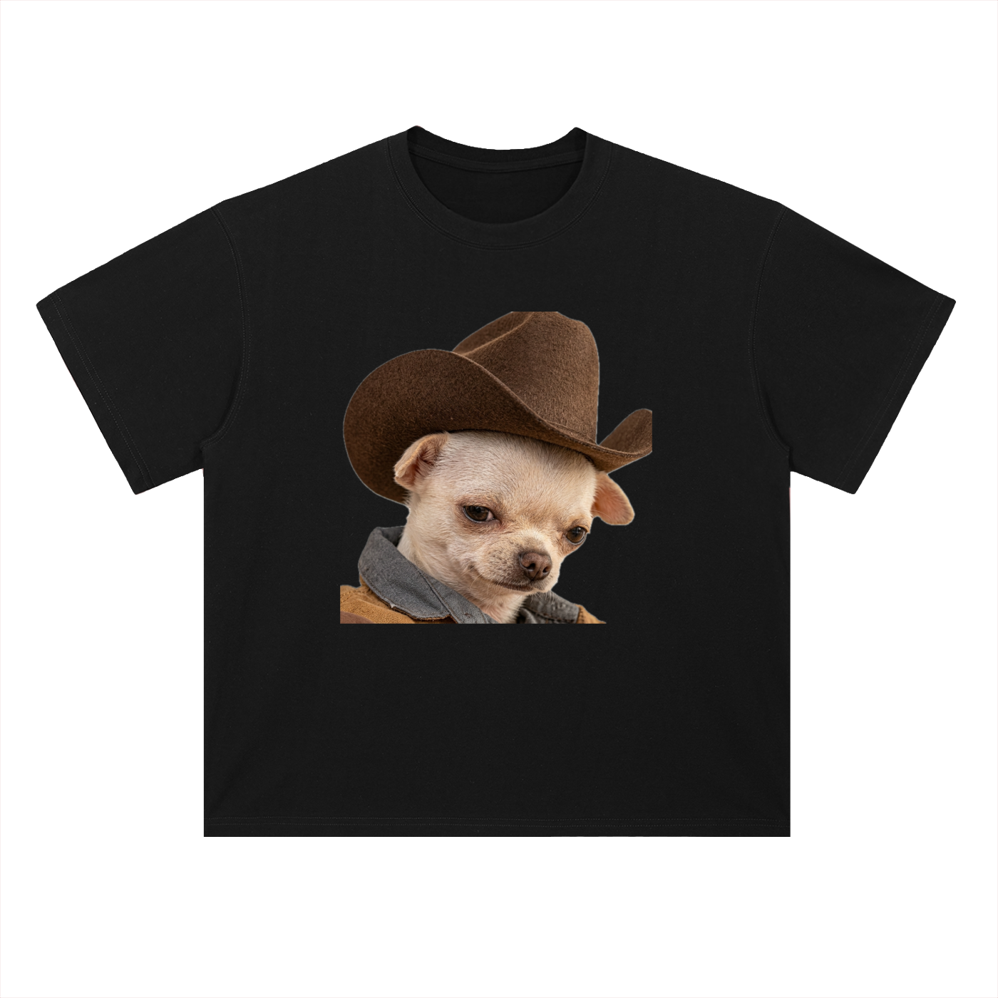 Heavyweight Drop Shoulder Cotton T-Shirt Cowboy dog pepito