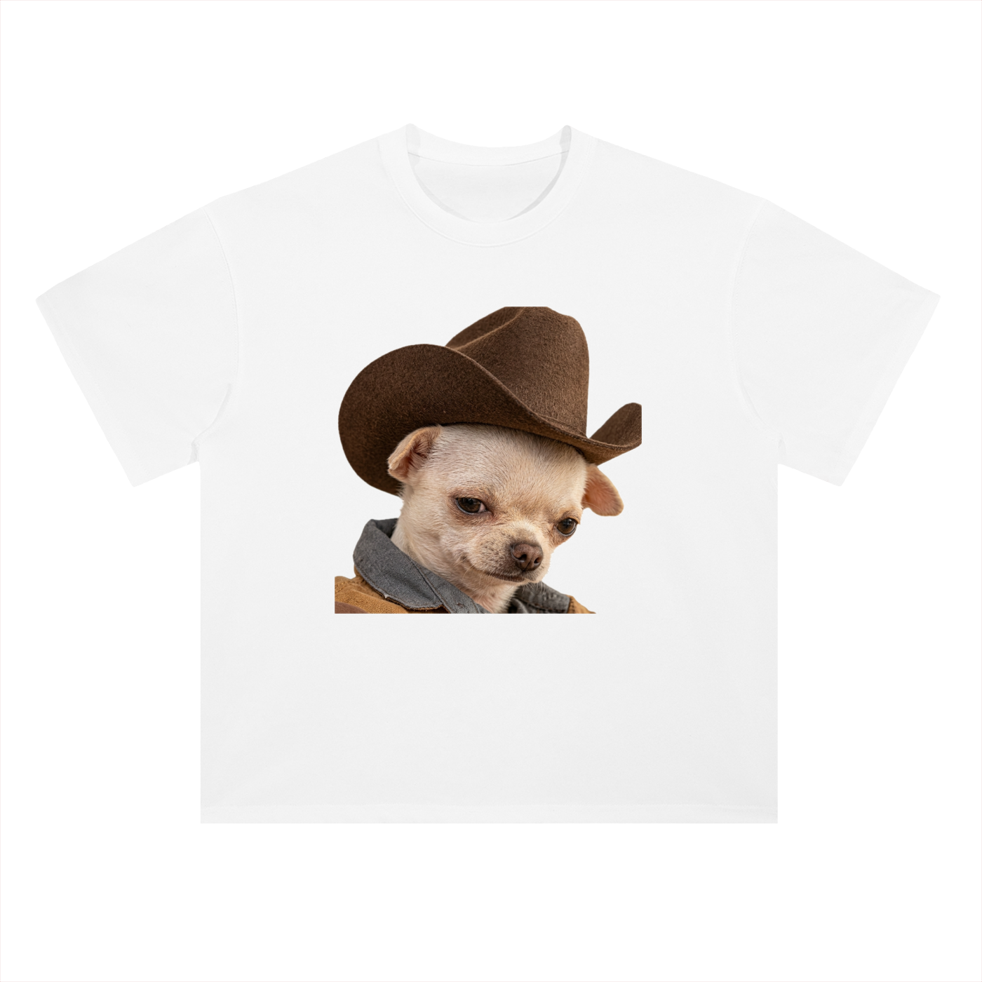 Heavyweight Drop Shoulder Cotton T-Shirt Cowboy dog pepito