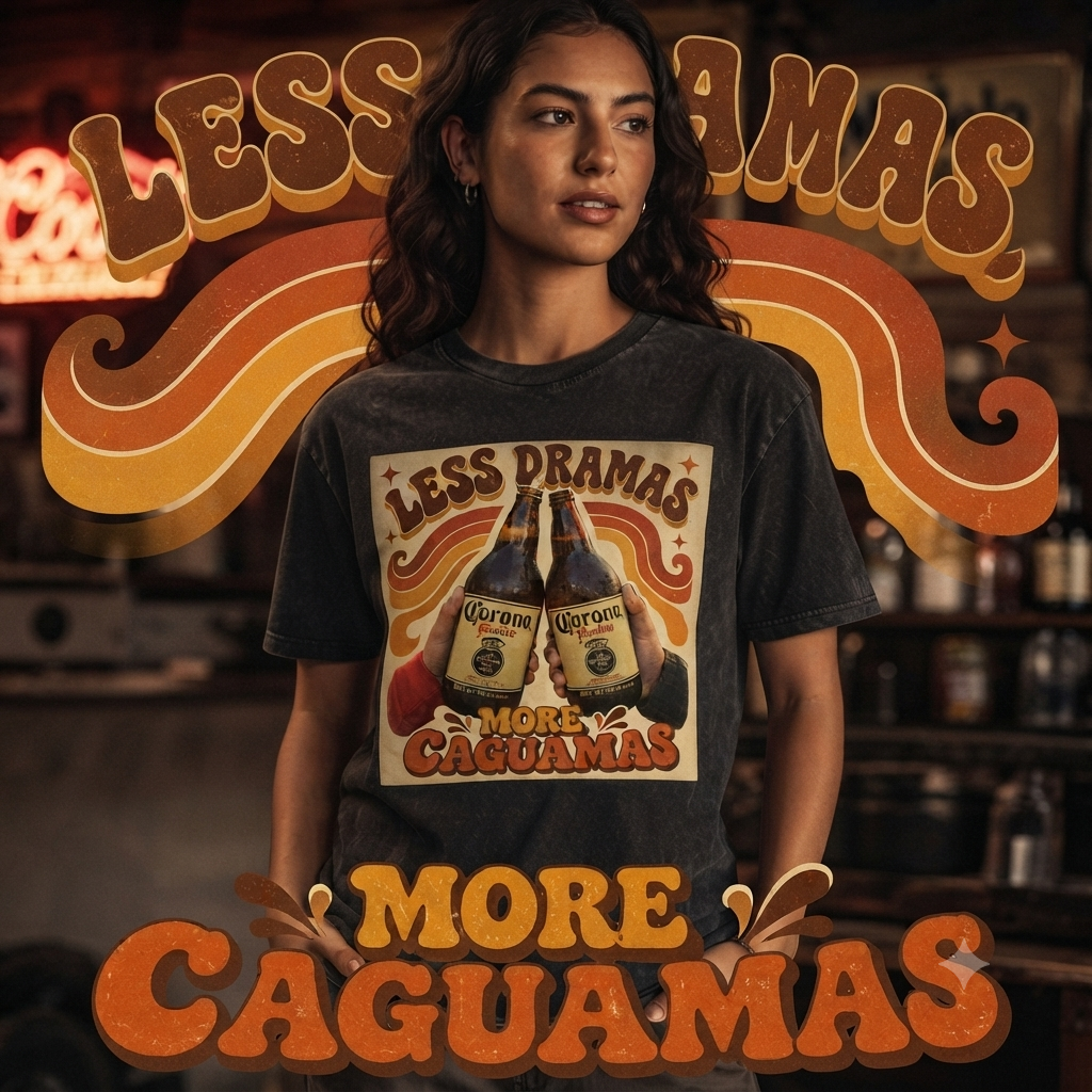 Snow Washed Oversized Cotton T-Shirt Caguamas