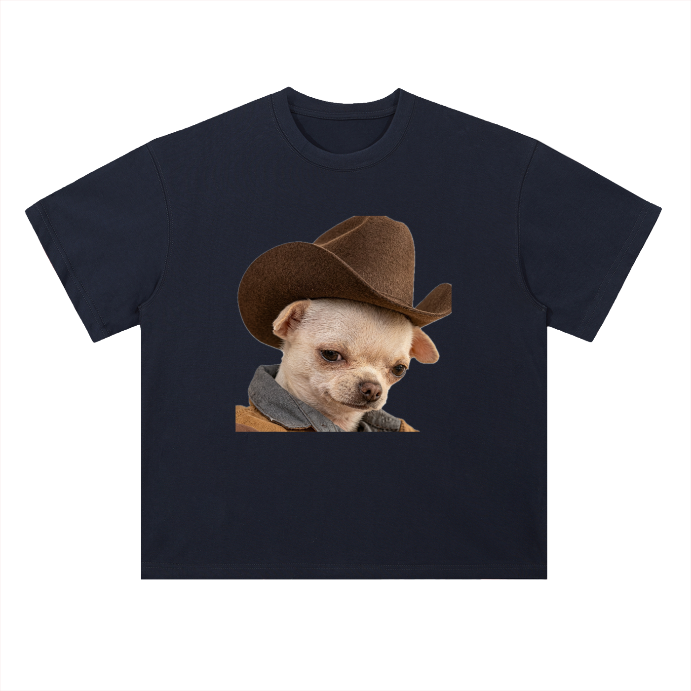 Heavyweight Drop Shoulder Cotton T-Shirt Cowboy dog pepito