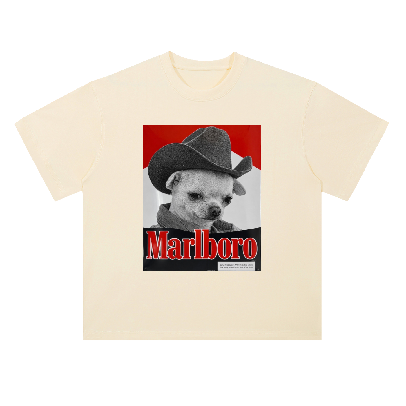 Heavyweight Drop Shoulder Cotton T-Shirt Marlboro Dog cowboy